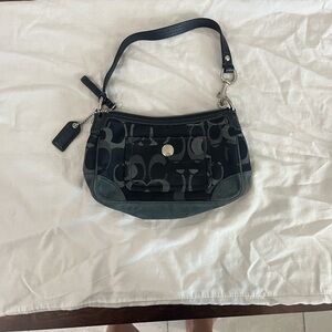 Coach Black and Gray Signature Shoulder Bag